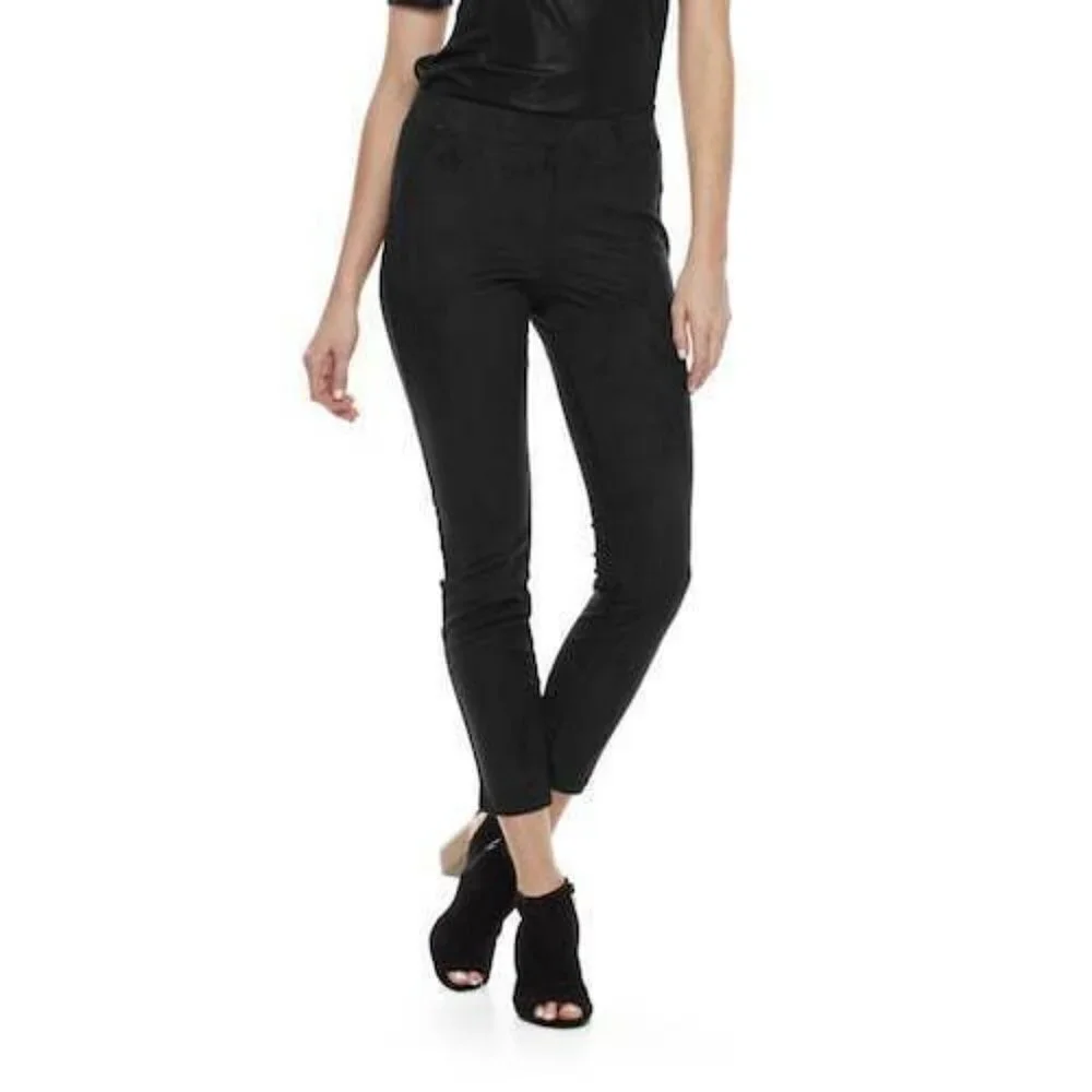 NWT Utopia by HUE Black Suede Skimmer High Waist Leggings size Medium NEW